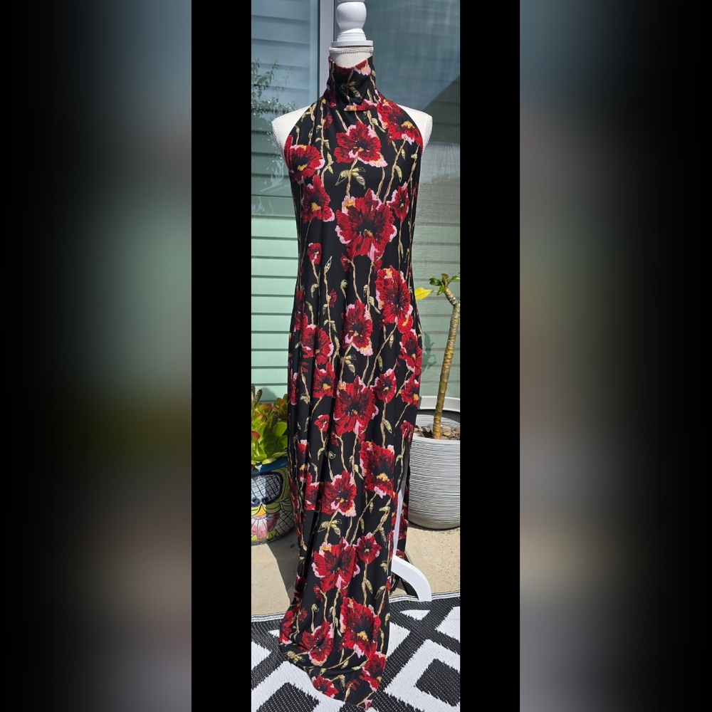 Norma Kamali Black Floral Dress - Picture 1 of 5